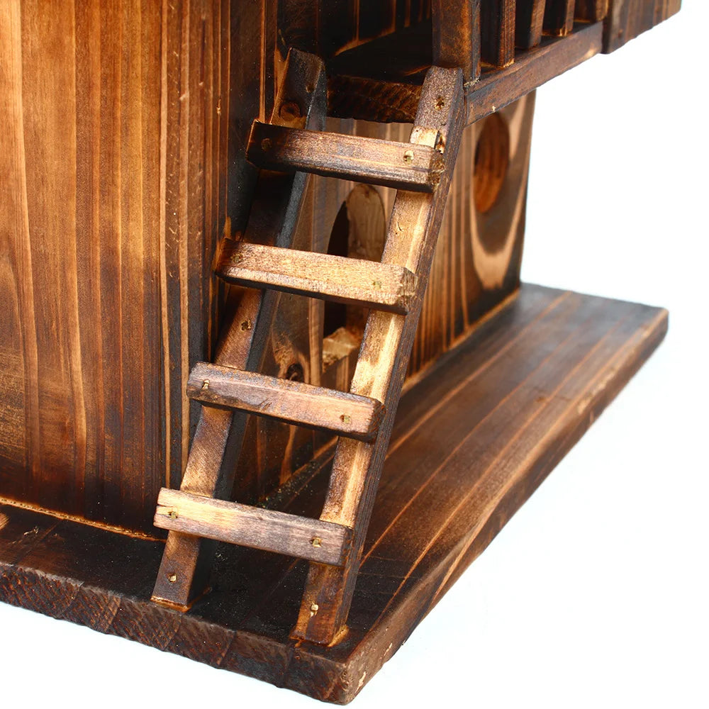 Wooden Hanging Cage House Toy for Pet Birds and Squirrels