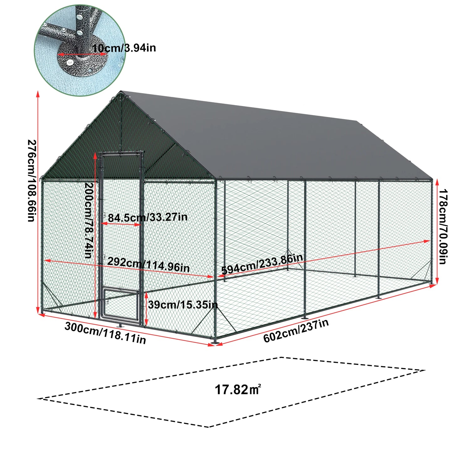 Upgraded Heavy Duty Metal Chicken Coop with Cover and Netting