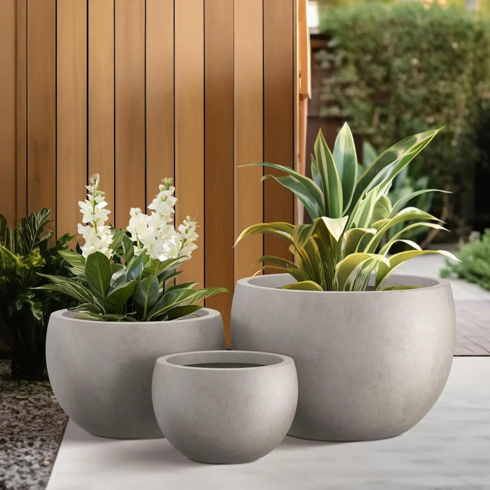 Stylish Concrete Plant Pots Set for Indoor and Outdoor Use