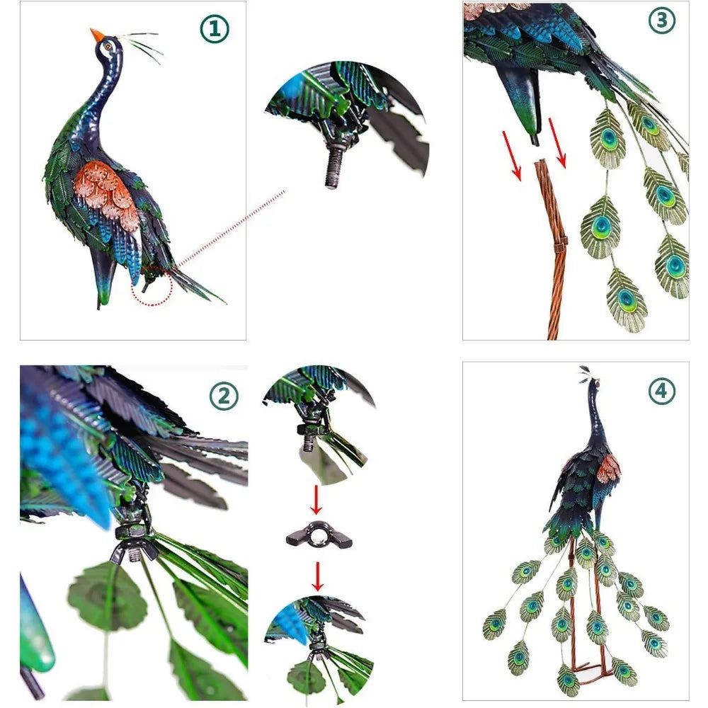 Outdoor Metal Peacock Statues for Garden and Home Decoration