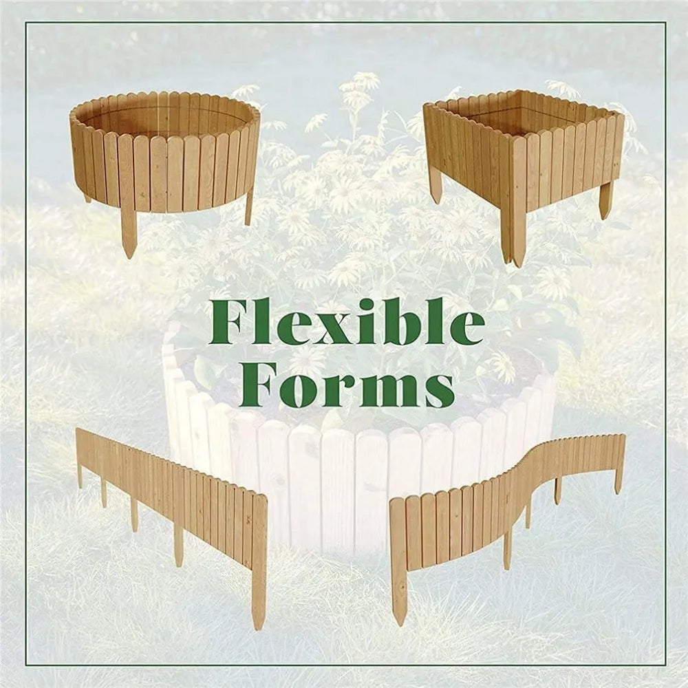 Durable Wooden Garden Border Fence for Flower Beds and Paths