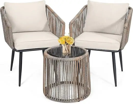 Patio Rattan Bistro Set for Outdoor Conversation and Relaxation