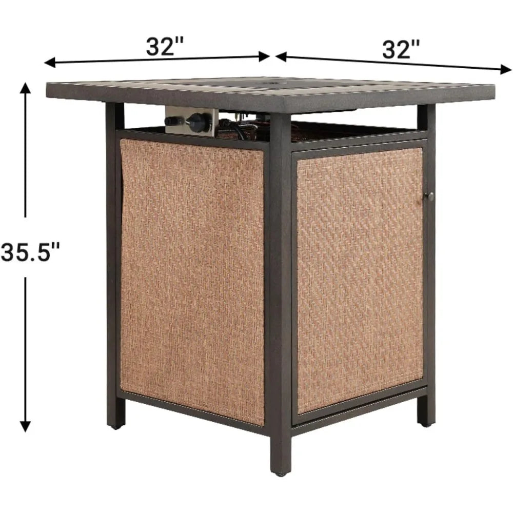 5-Piece Outdoor Swivel Bar Set with Fire Pit Table
