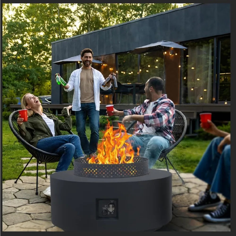 Outdoor Propane Gas Firepit with Wind Guard for Cozy Gatherings