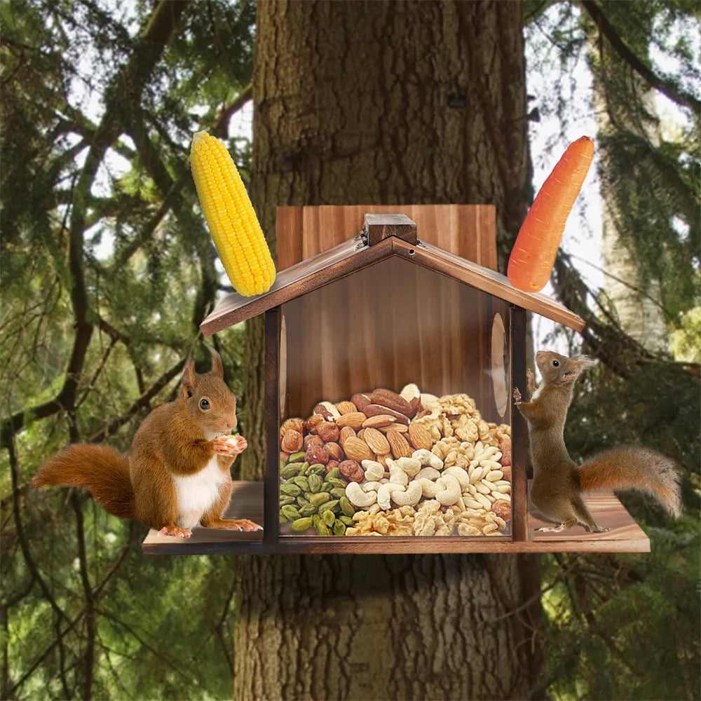 Charming Squirrel Feeder Wooden Picnic Table Feeding Station