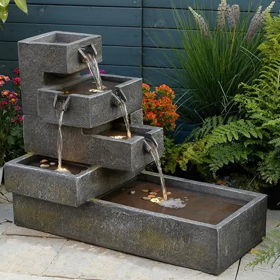 Tiered Water Fountain for Outdoor Garden and Indoor Decor