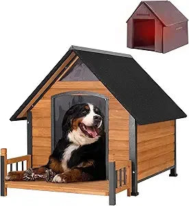 Weatherproof Outdoor Dog House with Insulated Liner for Comfort