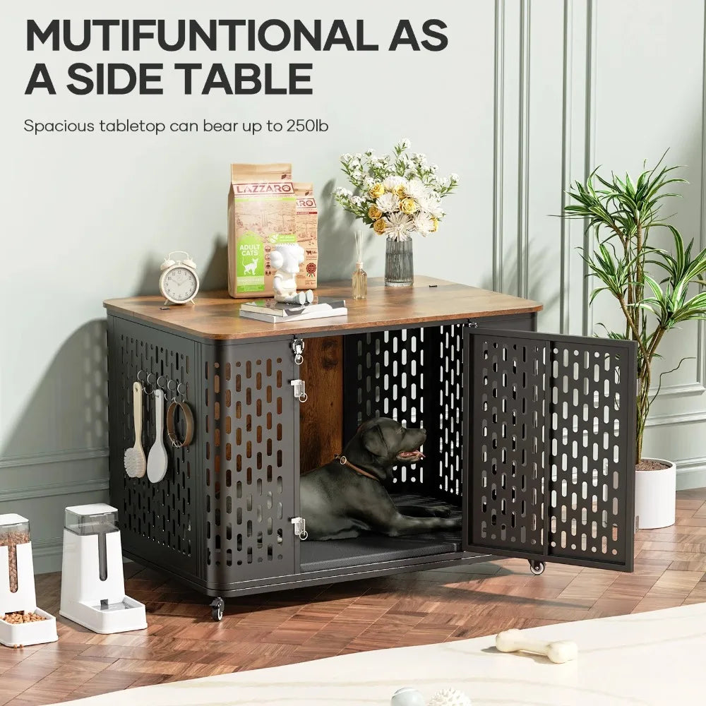 Large Indestructible Metal Dog Kennel for High Anxiety Dogs