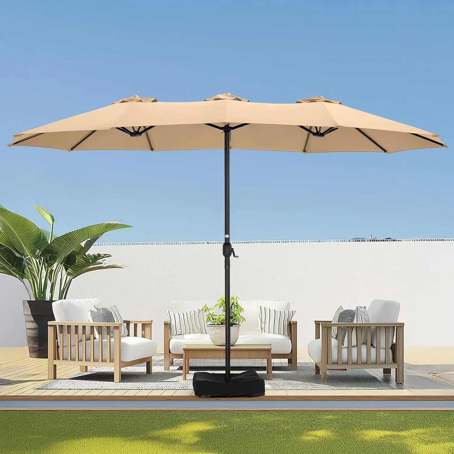 Large Double Sided Patio Umbrella for Outdoor Spaces