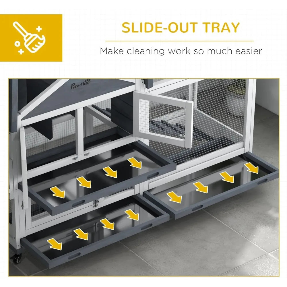 Wooden Rabbit Hutch with Openable Roof and Storage Box