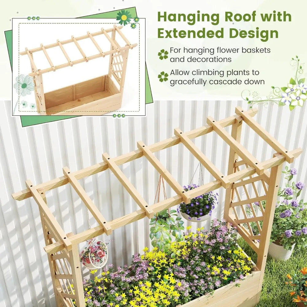Giantex Set of 2 Raised Garden Beds with Trellis