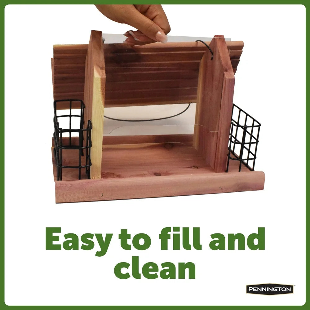 Red Cedar Bird Feeder with Suet Baskets for Wild Birds
