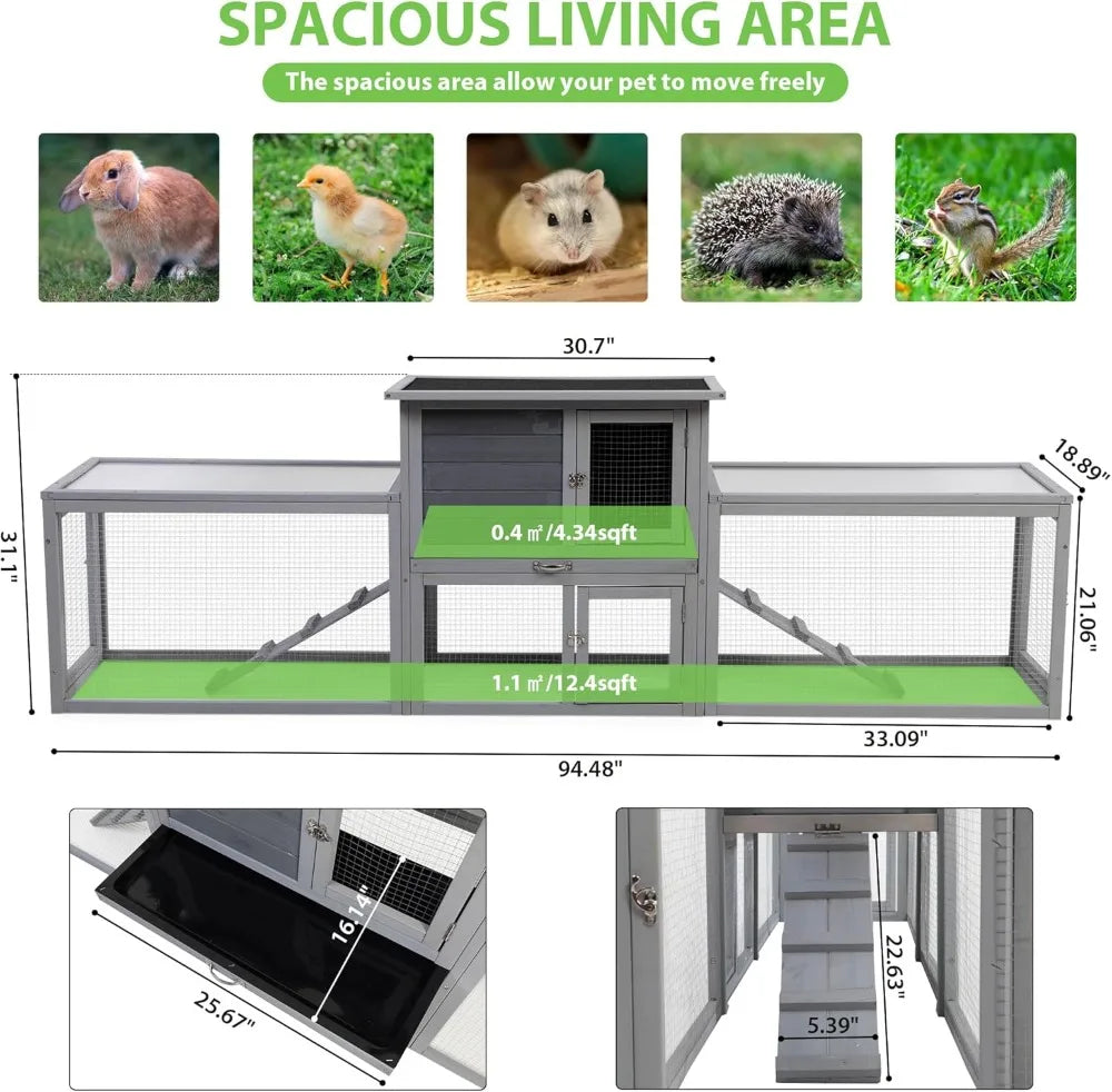 Extra Large Two-Story Wooden Rabbit Hutch for Happy Bunnies