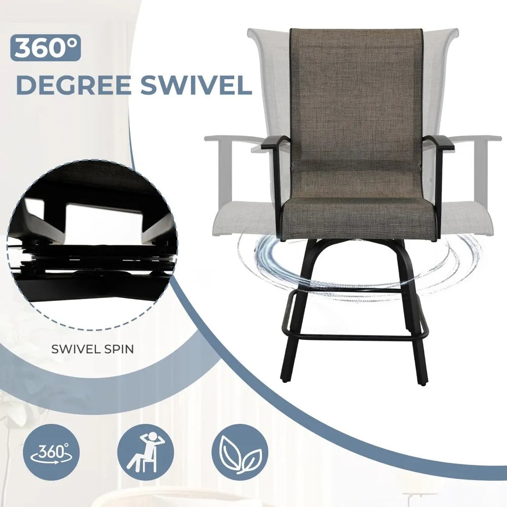 5-Piece Outdoor Swivel Bar Set with Fire Pit Table