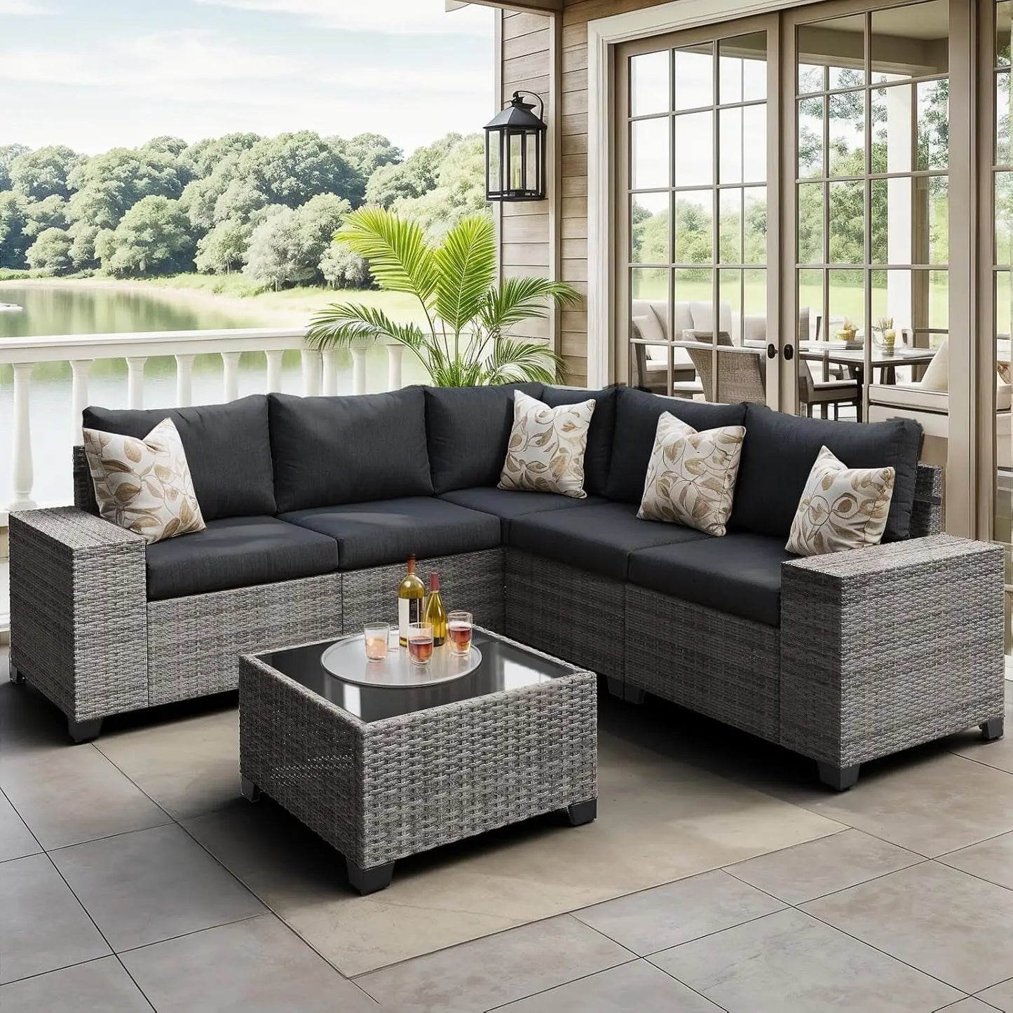 Outdoor Patio Furniture Set with Fire Pit Table for Relaxation