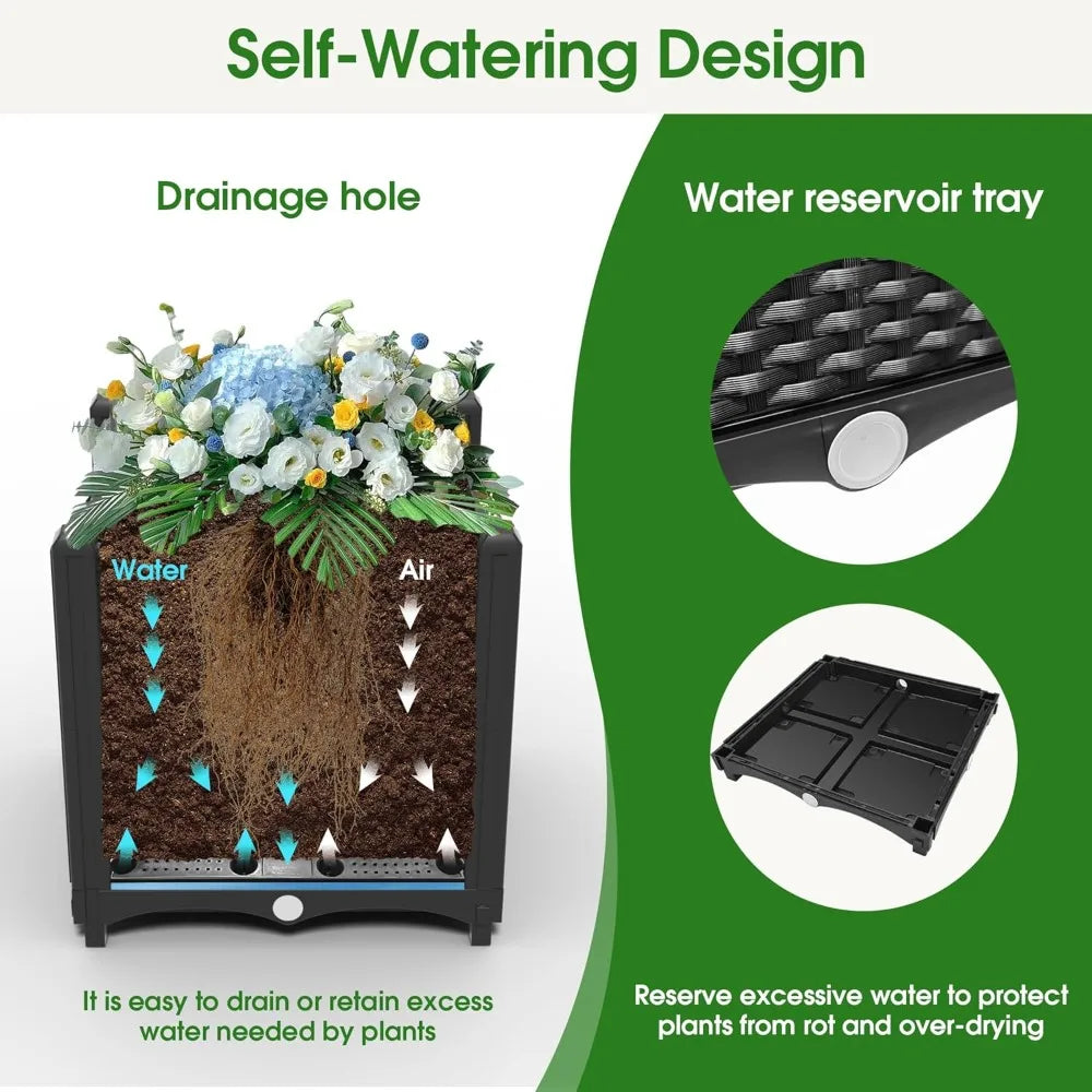 Plastic Raised Garden Bed with Greenhouse Cover and Trellis