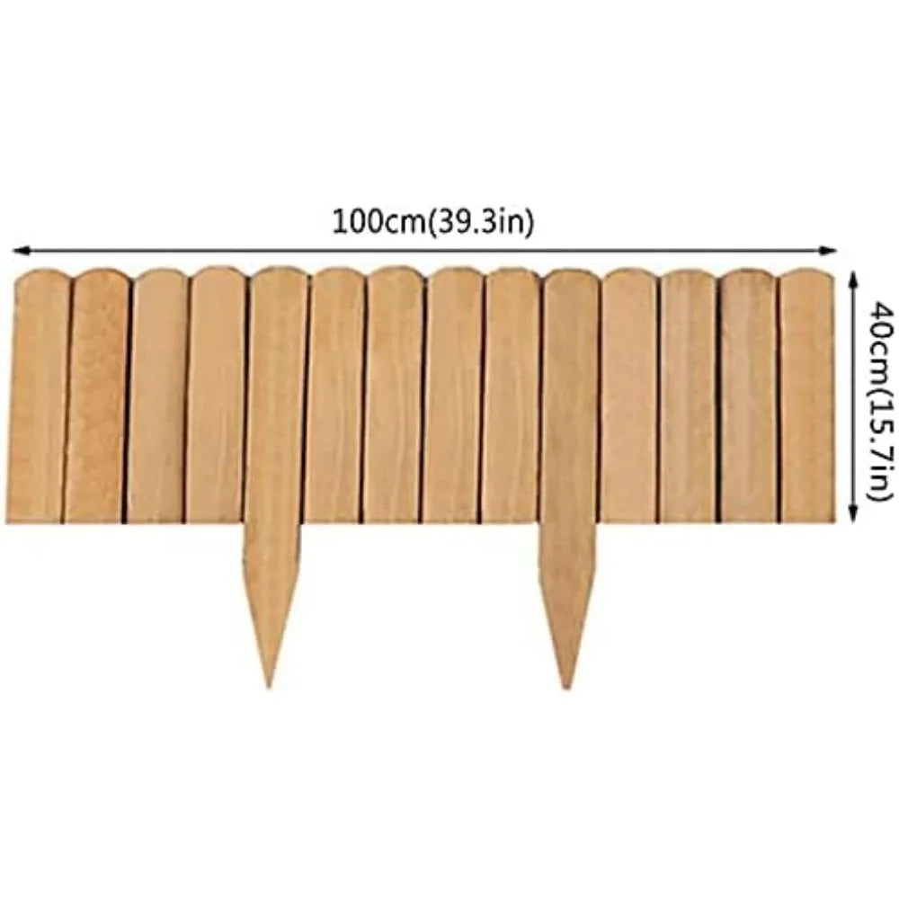 Durable Wooden Garden Border Fence for Flower Beds and Paths
