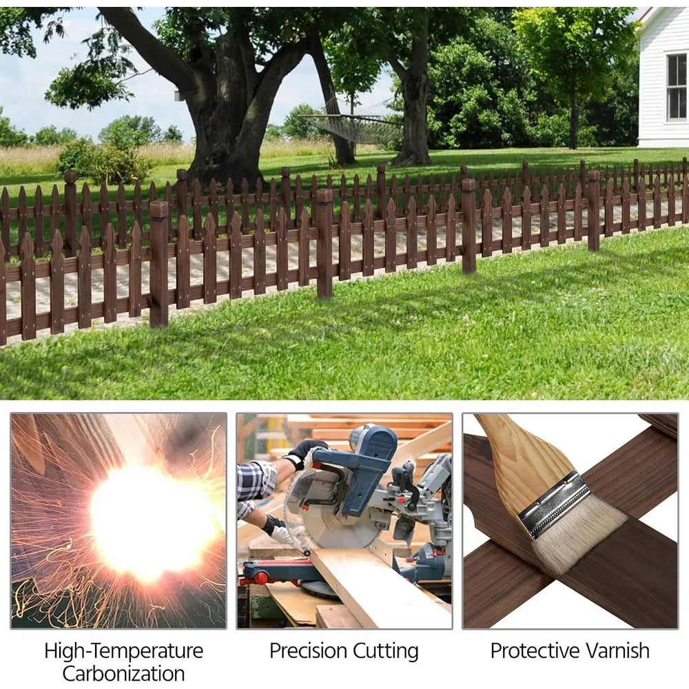 Wood Garden Fence Decorative Border for Patios and Yards