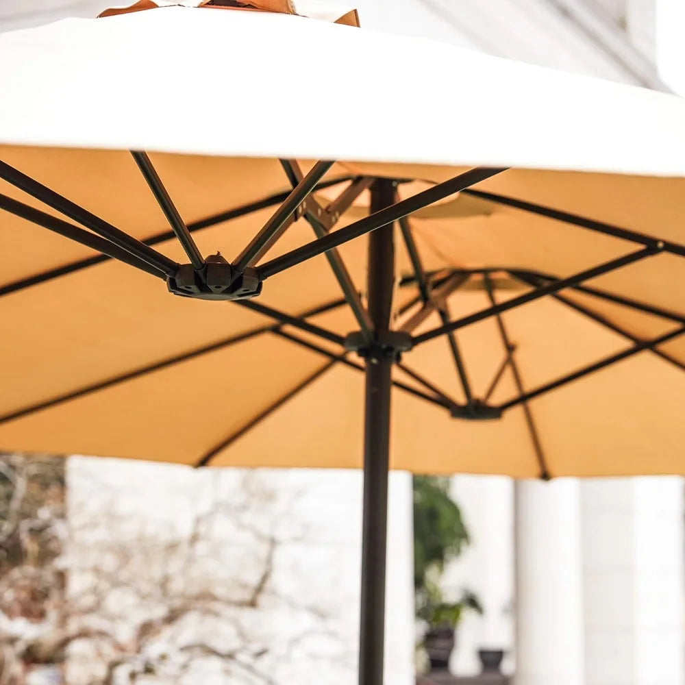 Double-Sided Outdoor Umbrella with Tilt and Crank For Comfort