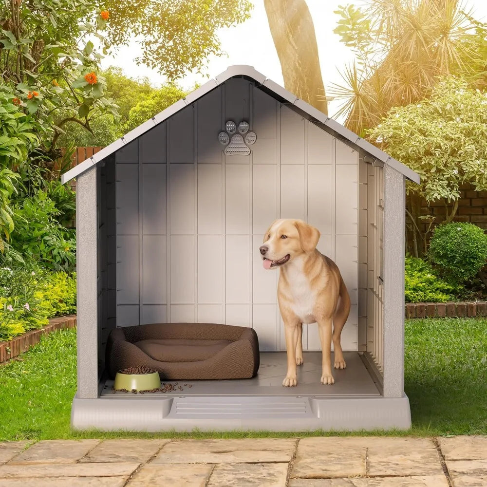 Durable Waterproof Dog House with Elevated Floor and Air Vents
