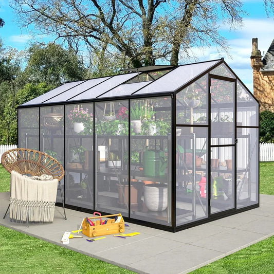 Heavy Duty Polycarbonate Walk-In Greenhouse for Outdoor Gardening