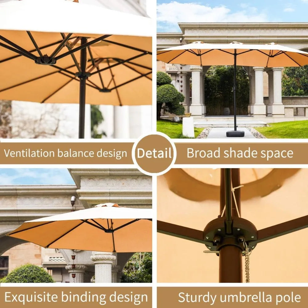 Double-Sided Outdoor Umbrella with Tilt and Crank For Comfort