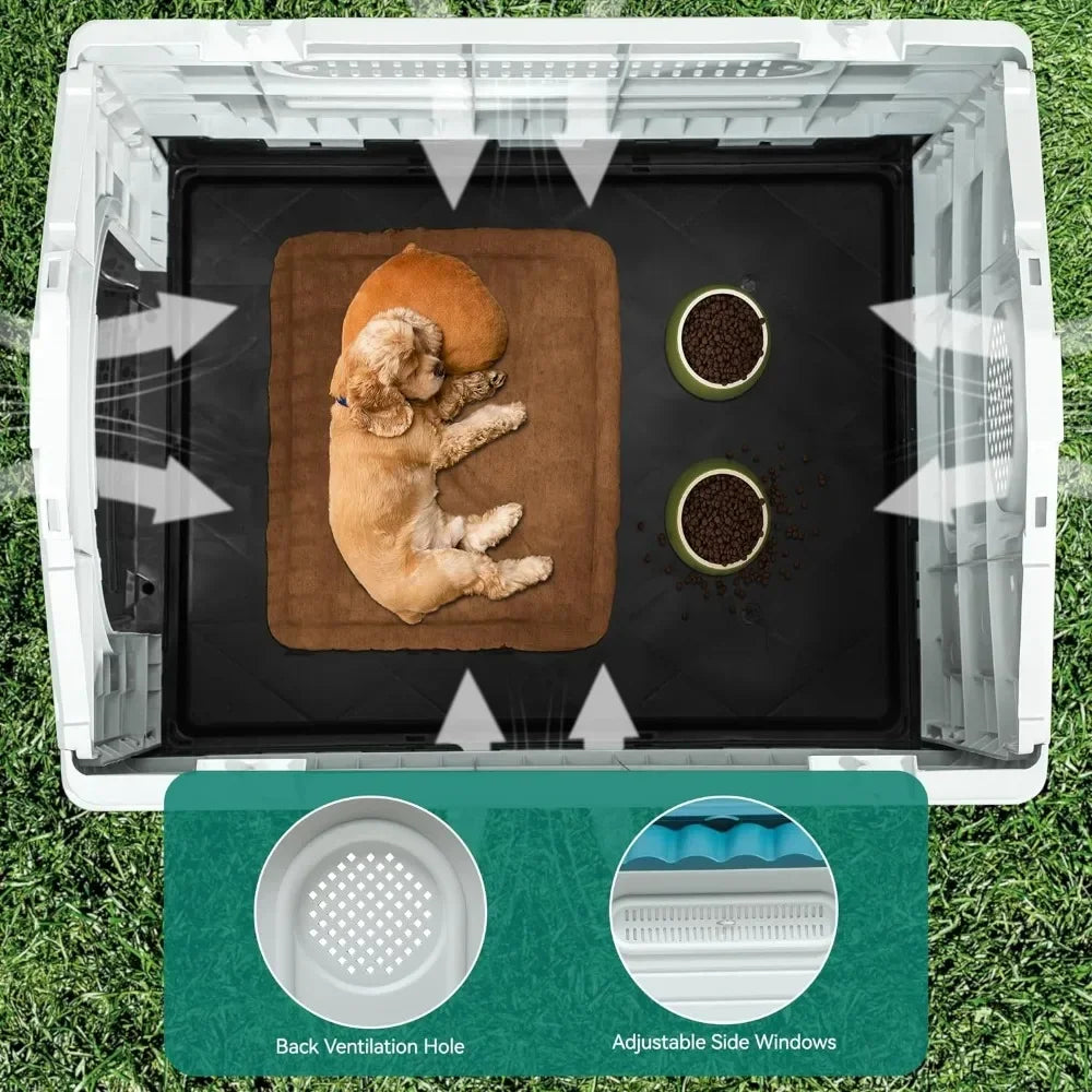 Folding Outdoor Plastic Dog House With Adjustable Skylight