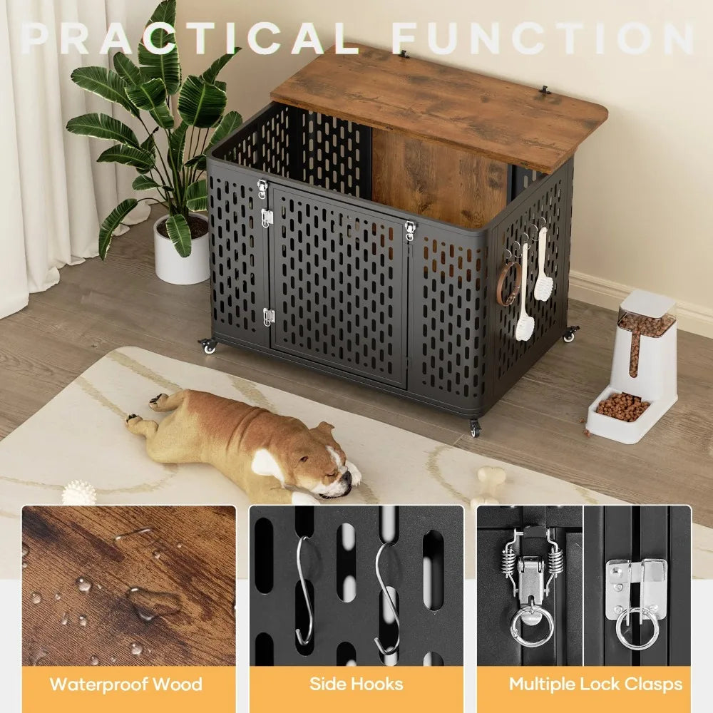 Large Indestructible Metal Dog Kennel for High Anxiety Dogs