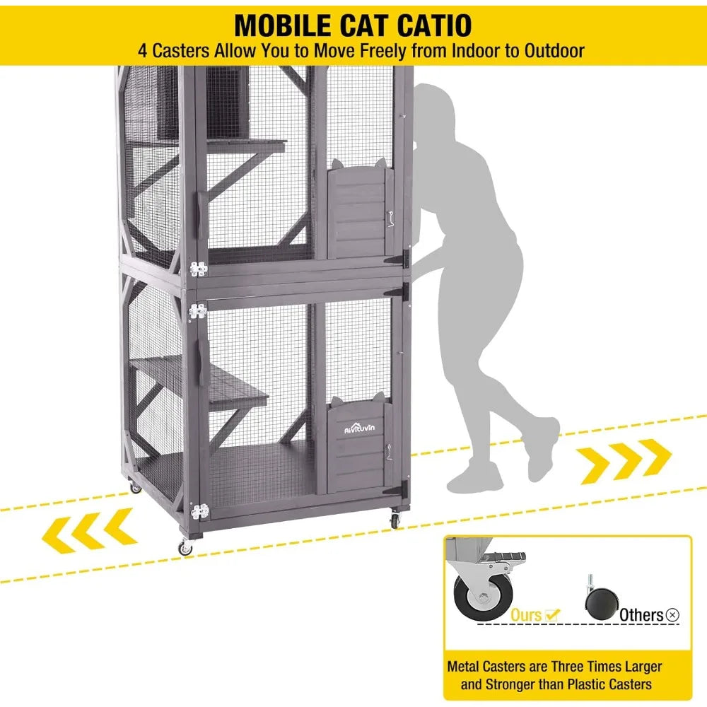Mobile Outdoor Cat House with Upgraded Resting Box