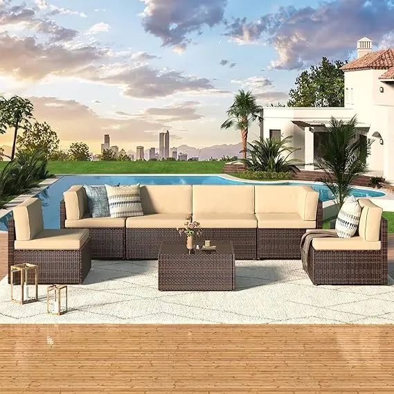 U-MAX Modern Outdoor Sectional Sofa Set with Cushions