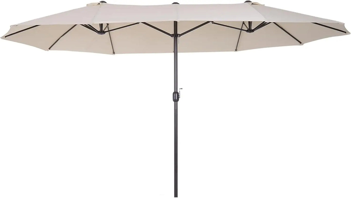 Double-Sided Patio Umbrella with Crank Handle for Outdoor Shade
