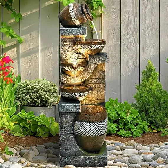 Elegant Five-Tier Garden Water Fountain for Indoor Outdoor Use