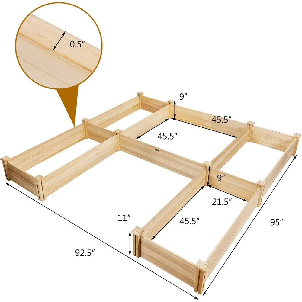 Wooden Raised Garden Bed Planter Box Kit for Outdoor Plants