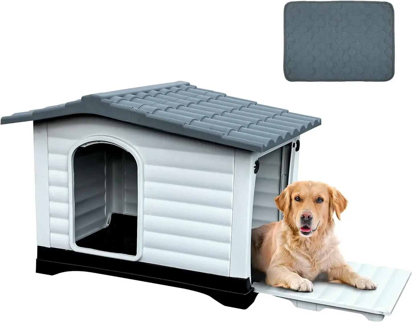 Folding Outdoor Plastic Dog House With Adjustable Skylight