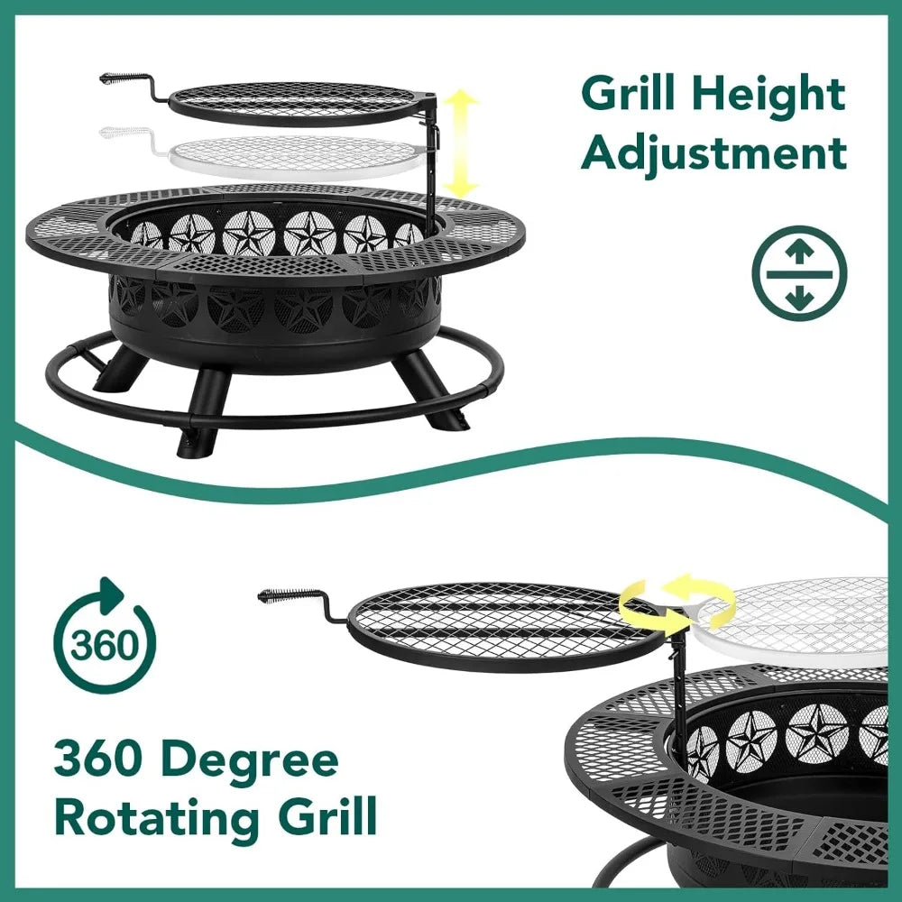 Multi-Functional Outdoor Fire Pit With Cooking Grill