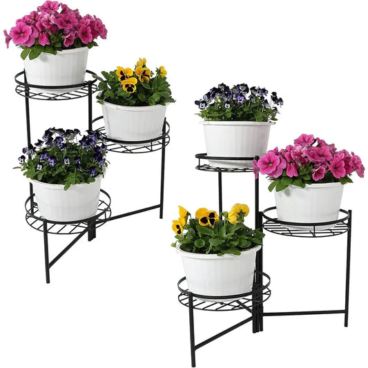 Metal 3-Tiered Plant Stand Set for Indoor Outdoor Use