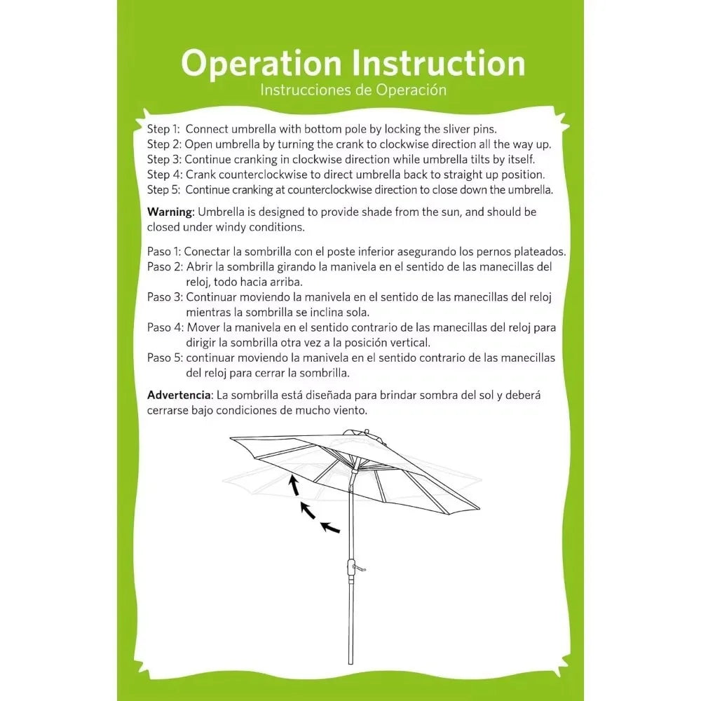 Outdoor Patio Umbrella with Crank and Tilt for Sun Protection