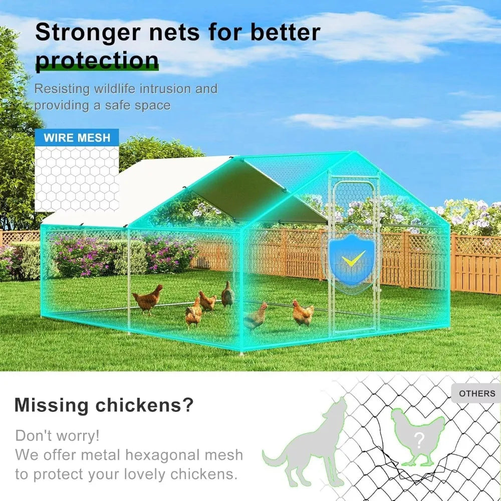Large Walk-In Chicken Coop with Waterproof Cover and Durable Design