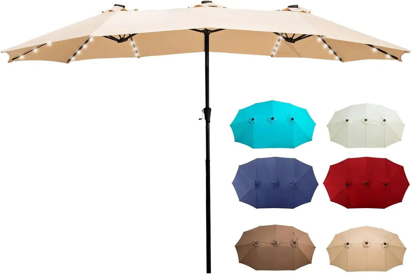 Double-Sided Patio Umbrella With Solar LED Lights