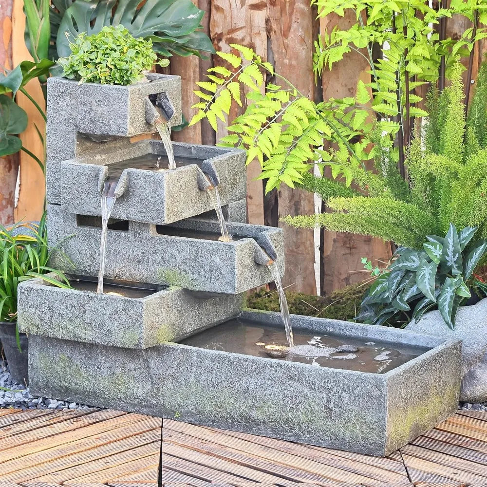Tiered Water Fountain for Outdoor Garden and Indoor Decor