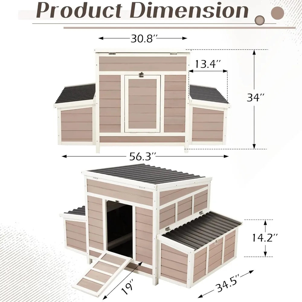 Large Wooden Chicken Coop with Nesting Boxes for Outdoor Use