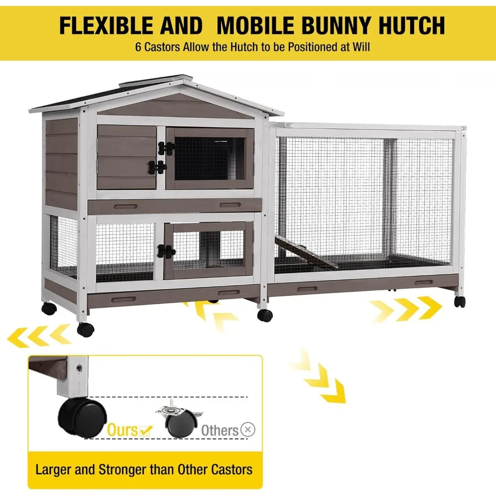 Rabbit Hutch Indoor Outdoor Cage for Bunnies and Guinea Pigs