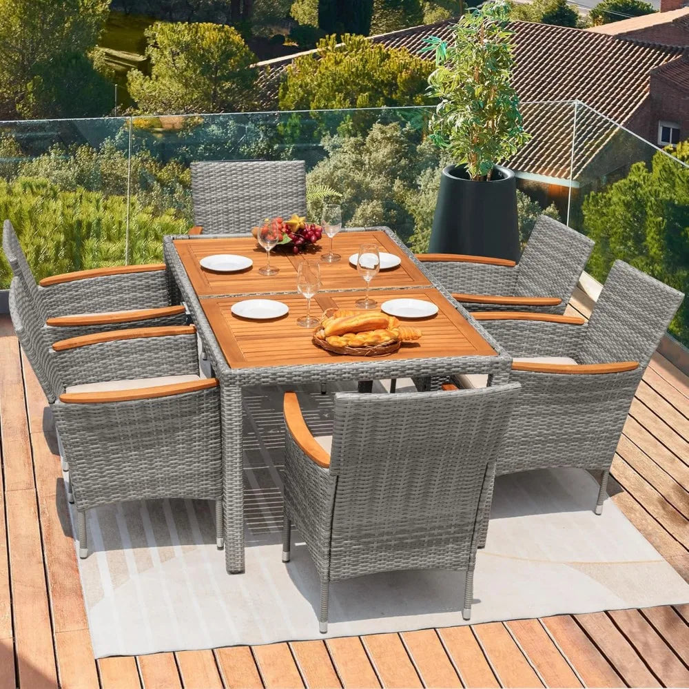 Modern 7 Piece Outdoor Dining Set with Soft Cushions