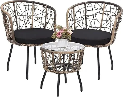 Patio Rattan Bistro Set for Outdoor Conversation and Relaxation