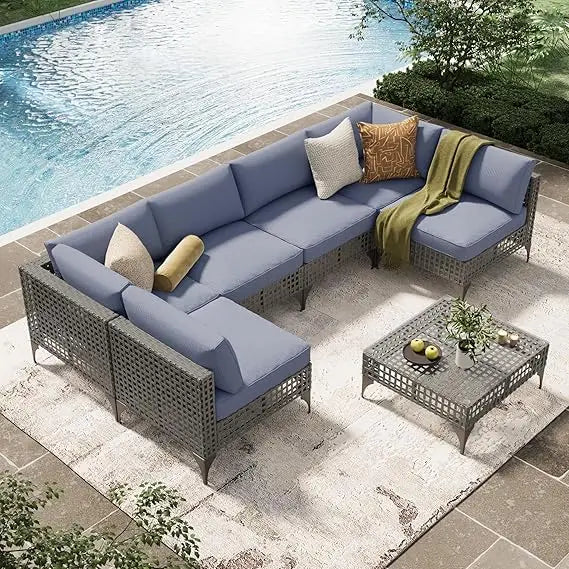 U-MAX Modern Outdoor Sectional Sofa Set with Cushions