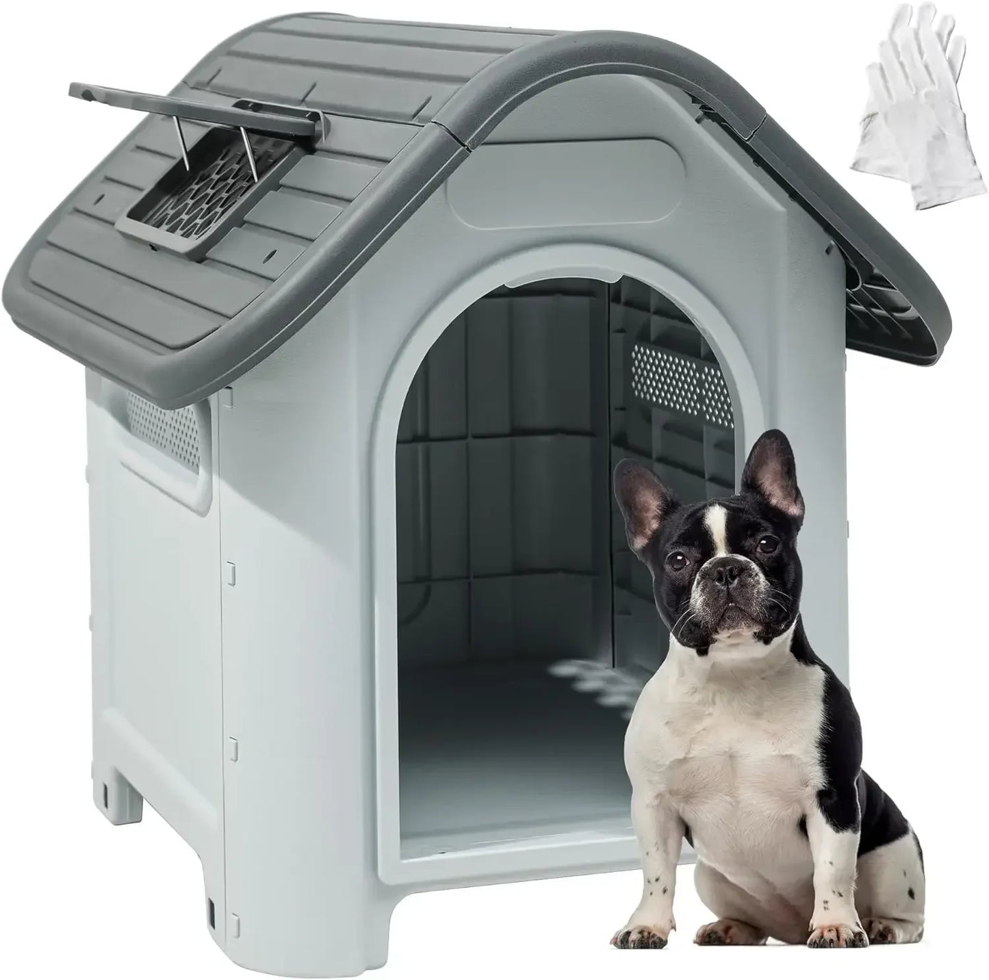 Folding Outdoor Plastic Dog House With Adjustable Skylight