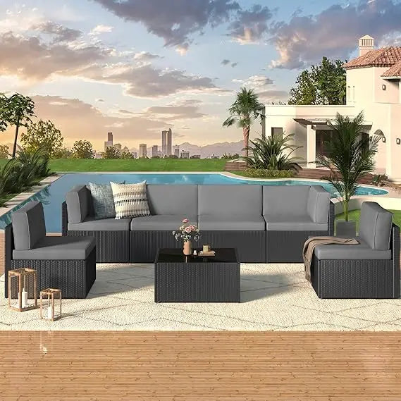 U-MAX Modern Outdoor Sectional Sofa Set with Cushions