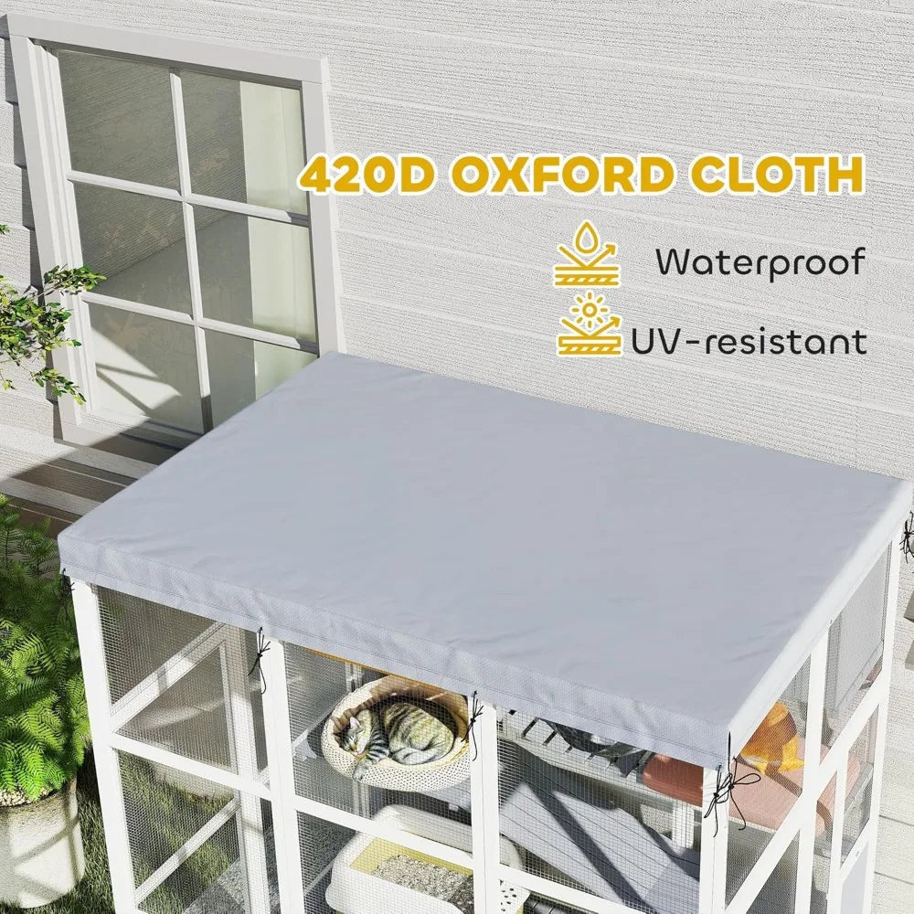 Luxury Outdoor Cat Enclosure with Hammock and Jump Platforms