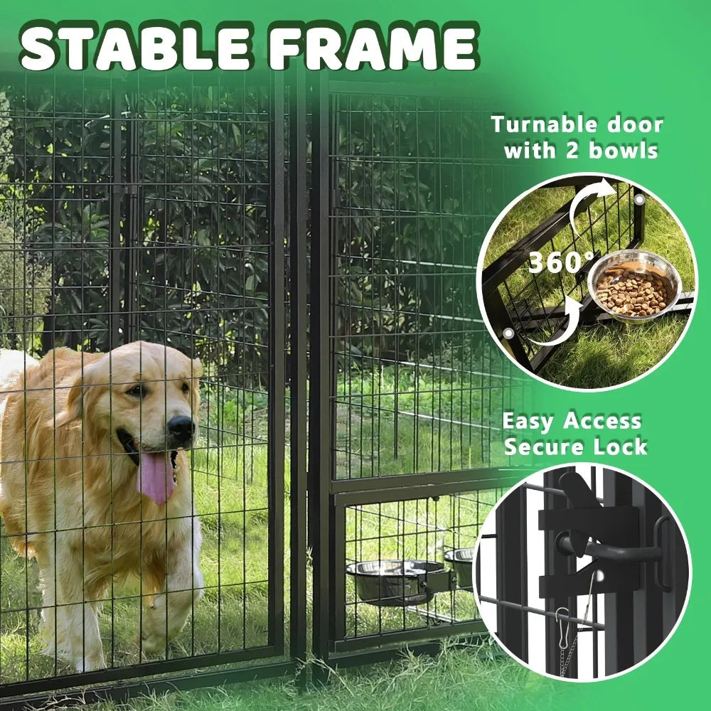 Heavy Duty Large Dog Kennel with Protective Roof and Secure Lock