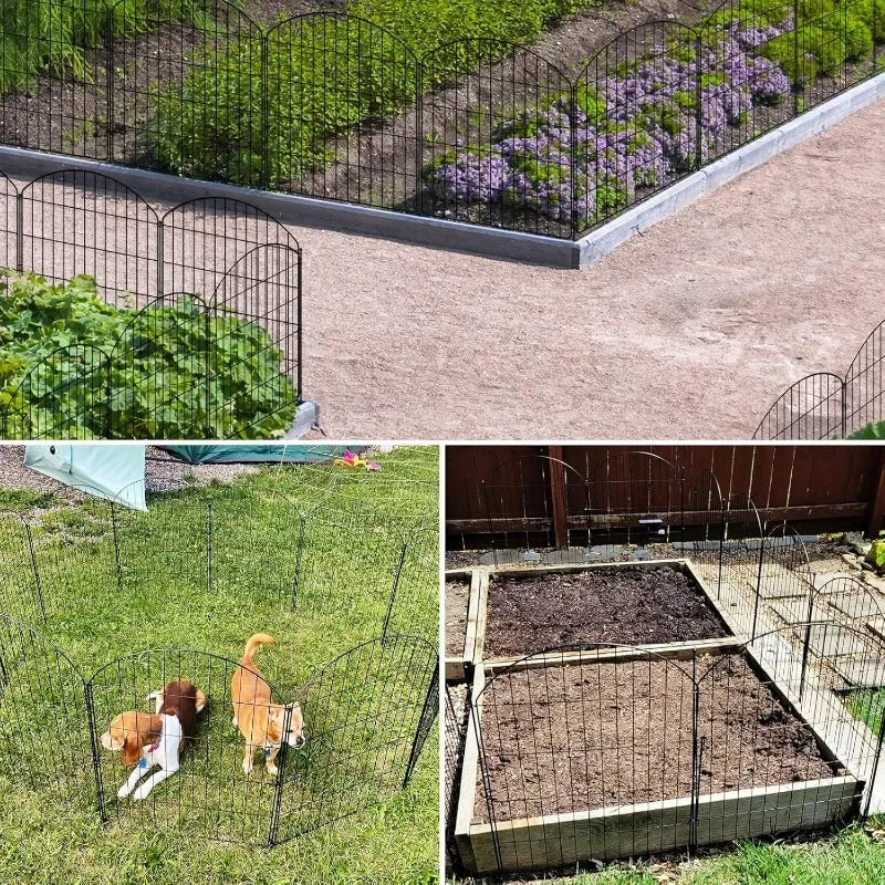 Decorative Rustproof Metal Garden Fence for Dogs and Flowers